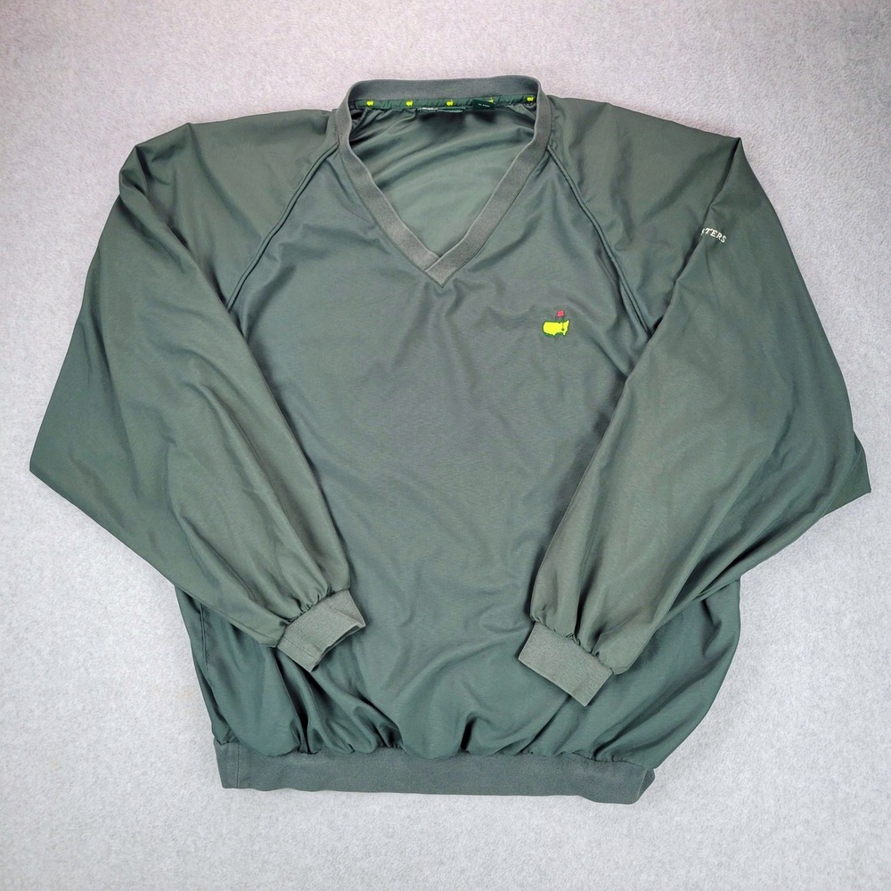 Masters Collection Golf Windshirt Mens XXL Green V-Neck Microfiber Pullover Logo